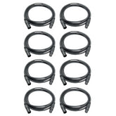8x Roar 0,5M DMX-Kabel XLR weiblich - XLR männlich schwarz 110 Ohm 50cm